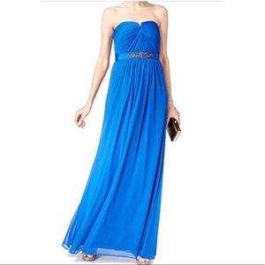 NWT Blue Strapless Embellished Formal Long Gown 6